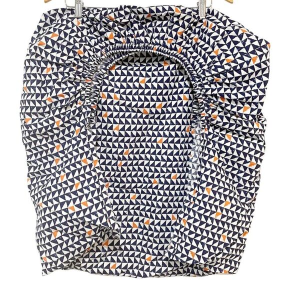 Pottery Barn Kids Geometric Triangle Print Blue Orange Fitted Cotton Sheet - Picture 3 of 6